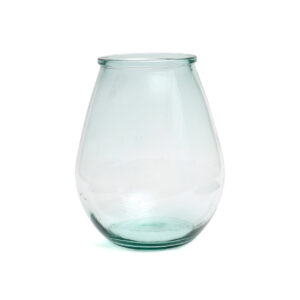 Vase Qiezi en verre recyclé – Bleu – L