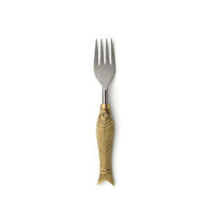 Fourchette apéritif en laiton doré – Forme poisson (S)