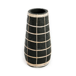 Vase Cutie – Noir & Raphia – Grand