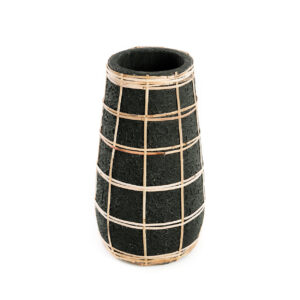 Vase Cutie – Noir & Raphia – M