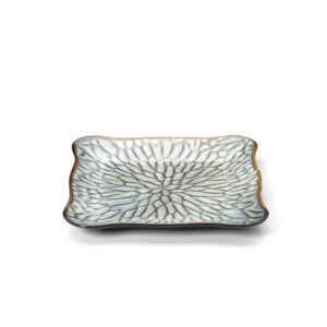 Grande assiette carrée Lotus Ice – Gris Brun