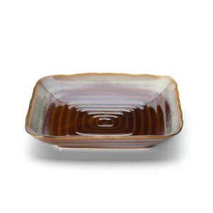 Assiette carrée céramique Smoked Horizon – Brun Gris – M