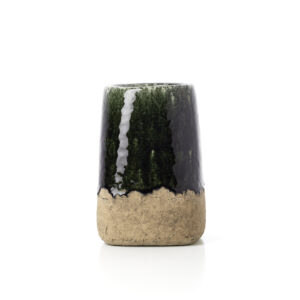 Cache-pot conique en grès – Vert béton