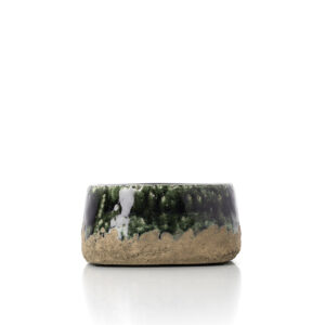 Moss Bowl — cache-pot en grès vert béton (bas)