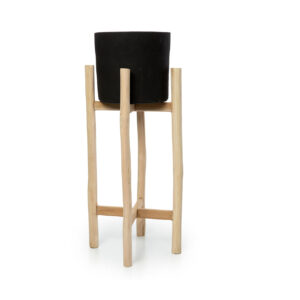 Cache-pot sur pied en teck et terre cuite noire – L
