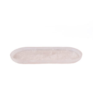 Plat ovale en résine rose et blanc