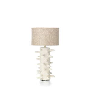 Lampe de table sculptée en papier mâché – Blanc – M