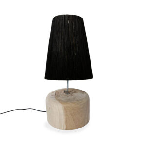 Lampe de table en raphia et bois de teck – Naturel Noir