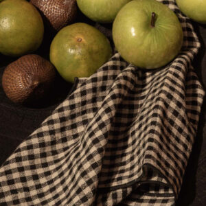 Serviette de table en lin naturel noir – 45x45