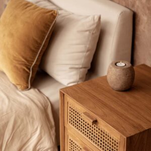 Table de chevet en teck et rotin Harmony