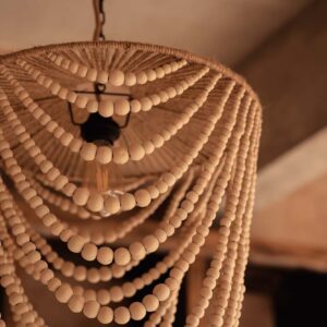 Lustre Perles en Bois Naturel – Grand Modèle — vue 2