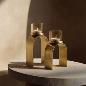 Bougeoir photophore doré The Bow Glow – Lot de 2