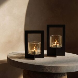 Grand photophore en verre recyclé – Noir