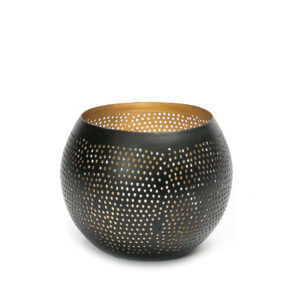 Bougeoir boule ajouré – Noir & Doré – M