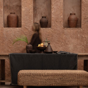 Nappe en lin Tuscany – Noir naturel – 150x300