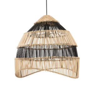 Suspension Rayée en Rotin – Naturel & Noir – M