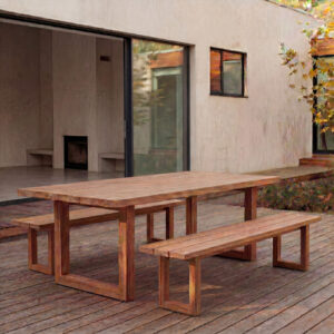 Banc en bois naturel à pieds carrés — vue 2