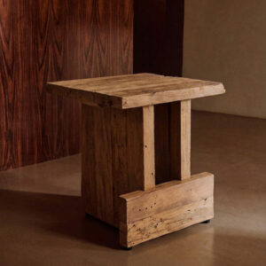 Tabouret bloc en teck recyclé – Naturel