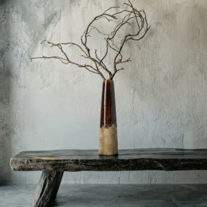 Vase cône en grès – Brun béton – Grand