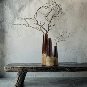 Vase cône Amber – Grès brun – S