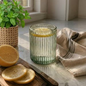 Verre à eau côtelé – Charcoal — vue 2
