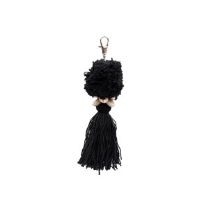 Porte-clés pompon coton noir - lldeco