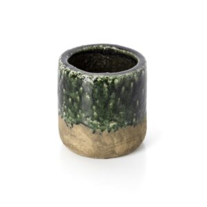 cache pot en grès vert mousse – m
