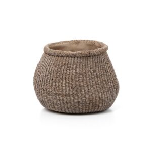cache pot faux puff en béton brun – grand