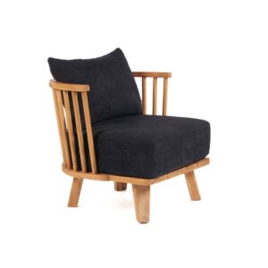 Fauteuil Malawi – Bois naturel et coussin noir