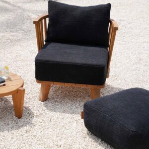 Fauteuil Malawi – Bois naturel et coussin noir, vue 2
