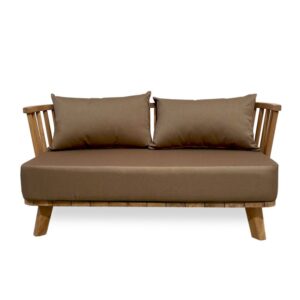 Canapé 2 places Malawi – Bois naturel et coussin terre