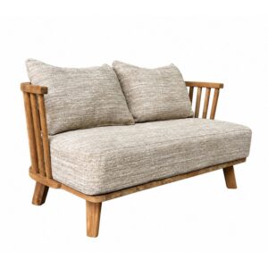 Canapé 2 places Malawi – Bois naturel et coussin gris clair