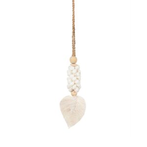 Pompon feuilles et coquillages – Blanc