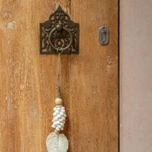 Pompon feuilles et coquillages – Blanc, vue 2