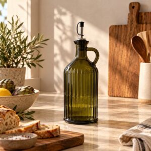 Bouteille à huile d'olive N°024 – Verre vert olive, vue 2