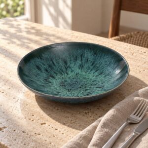 Assiette à pâtes Aqua – Grès bleu, vue 2