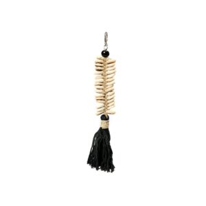 Porte-clés macramé à coquillages Noir
