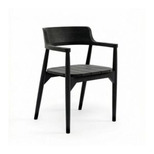 Chaise à accoudoirs Febriansah en teck Noir