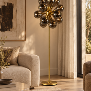 Lampadaire Dahlia – Verre ambré
