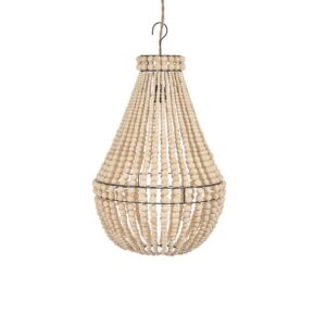 Lustre Teardrop en perles de bois Naturel M