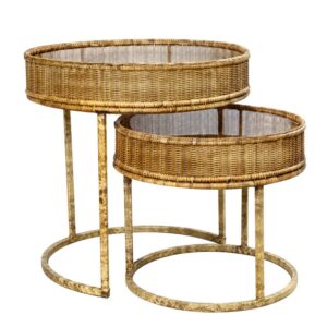 Tables d'appoint rondes Lombok Lodge Naturel brun Lot de 2