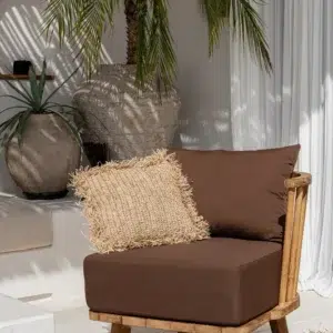 Fauteuil Malawi – Bois naturel et coussin chocolat, vue 2