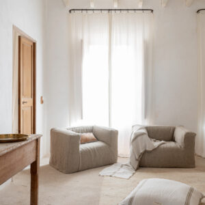Fauteuil en lin lavé Slow Cub Naturel, vue 2