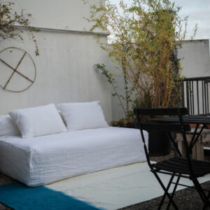 Canapé 3 places sans accoudoirs en velours peluche Slow Geek Vieux rose, vue 2