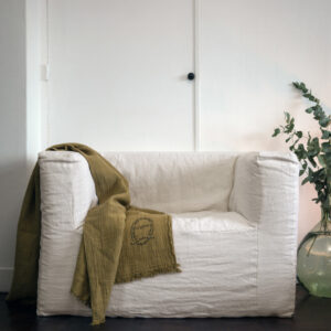 Fauteuil en lin lavé Slow Cub Craie, vue 2