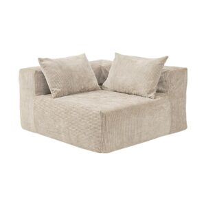 Module d'angle en velours côtelé Slow Coin Ivory