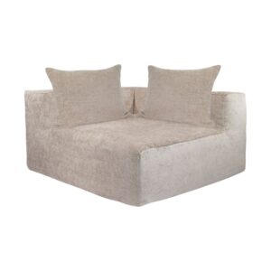 Module d'angle en velours chenille Slow Coin Amande