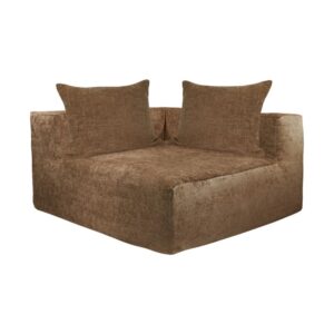 Module d'angle en velours chenille Slow Coin Noisette
