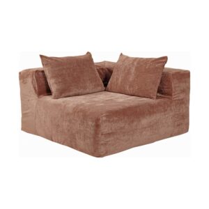 Module d'angle en velours peluche Slow Coin Vieux rose