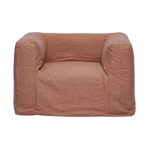 Fauteuil en lin lavé Slow Cub Cognac